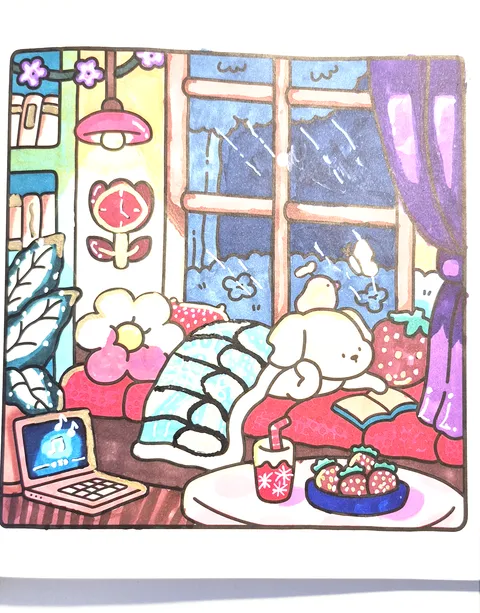Doggie reads a book in bed